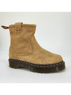 Dr. Martens Anistone Lo Women's Size 7 US Light Brown Suede Biker Boots LA004